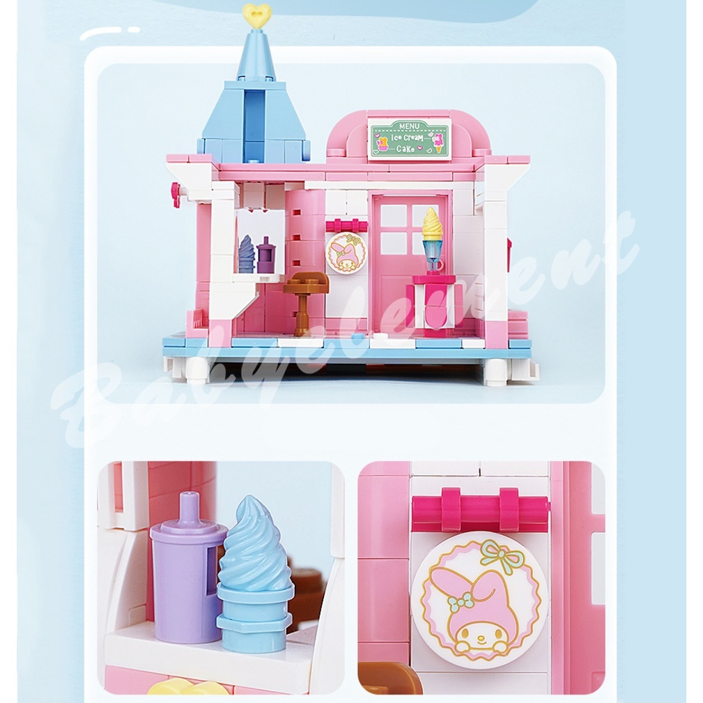 Sanrio Đồ Chơi Lắp Ráp Đồ trang trí Ngôi Nhà Kem Melody DIY