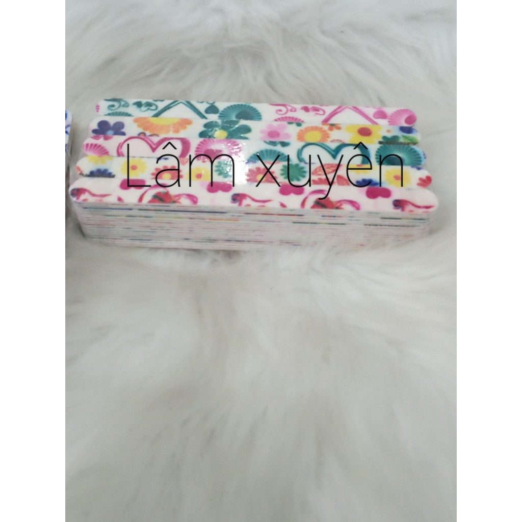 Dũa giấy bông in hoa làm móng nail1 bó 10 cây size chuẩn hàng công ty ,