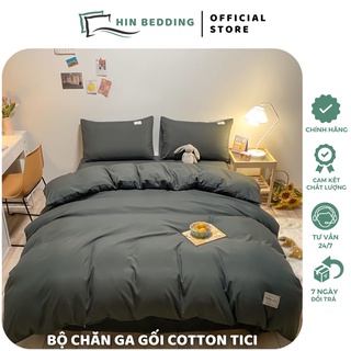 Bộ chăn ga gối cotton tici chăn lót bông thông minh hin bedding, ga gối tici đủ kích thước, chăn ga phong cách hàn quốc