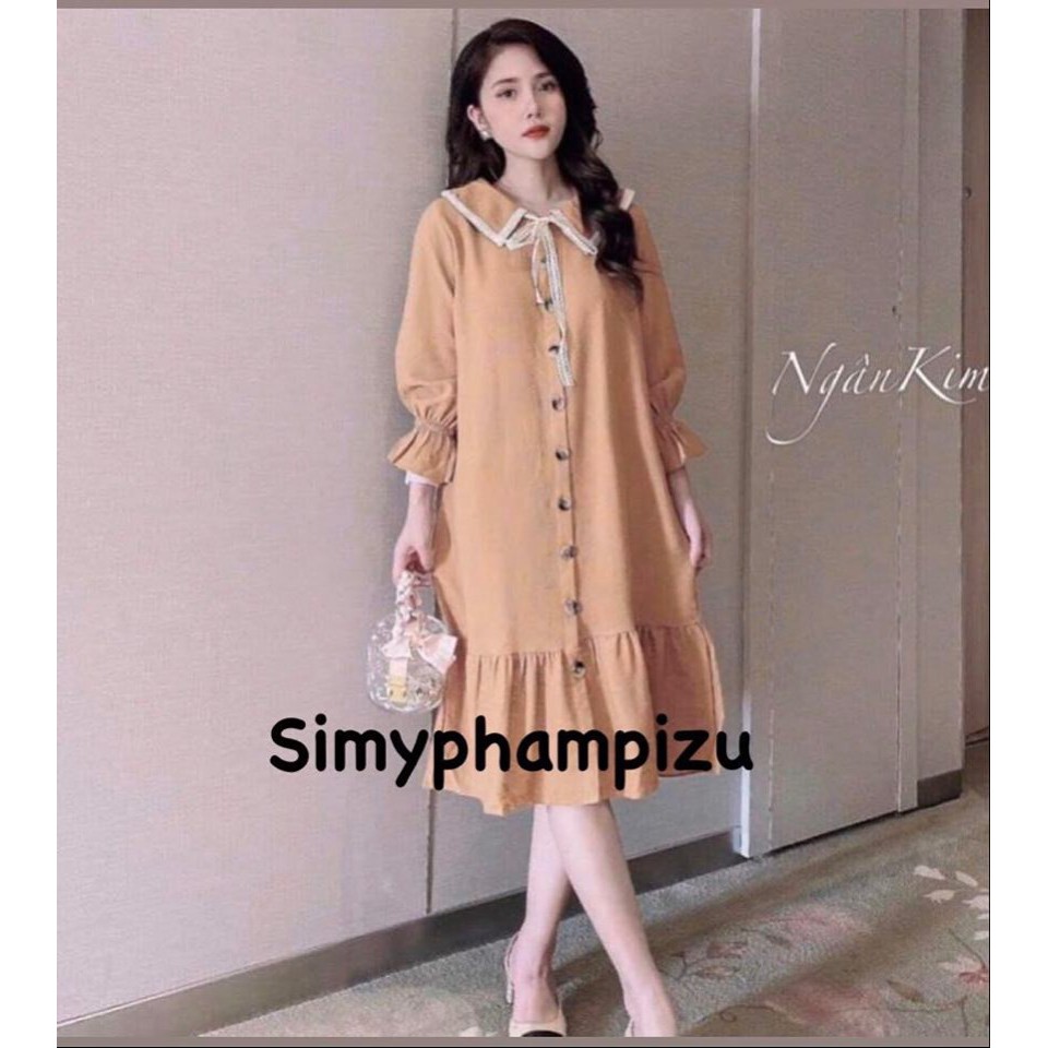 váy bầu thu đông dài tay V226