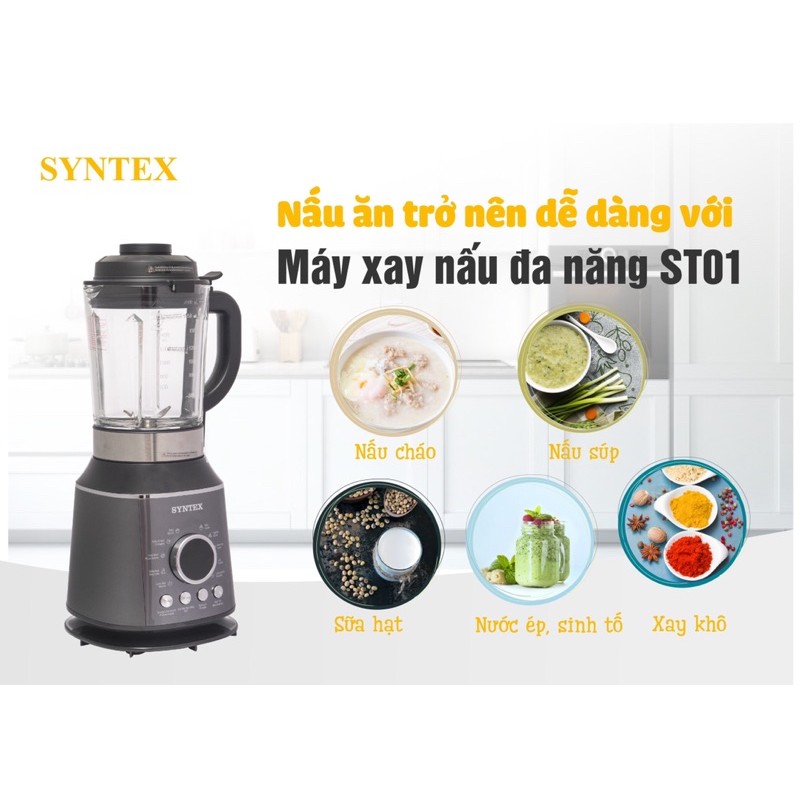 Máy Xay Nấu Đa Năng SYNTEX, dung tích 2l, công suất 800w, bảo hành 24 tháng