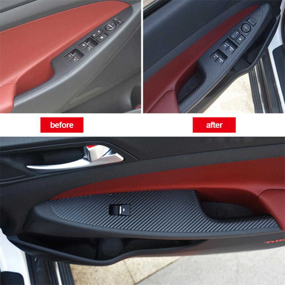 Set 4 Miếng Dán Sợi Carbon Trang Trí Bảng Điều Khiển Nâng Cửa Sổ Xe Hơi Cho Hyundai Tucson 2015-2018 S3Y9