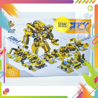 Lego panlos 633008 bộ lắp ráp robot mecha được kết hợp từ 12 phương tiện