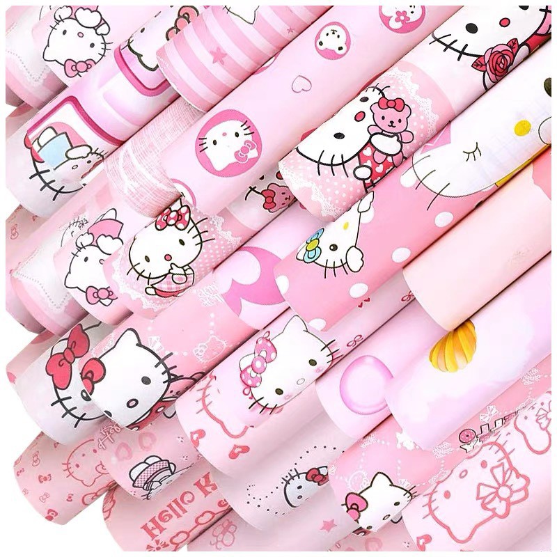 [Mã LIFEHLDEC giảm 10% đơn 99k] Giấy Dán Tường Hello Kitty khổ rộng 45cm (Giá 1 Mét) PK0101