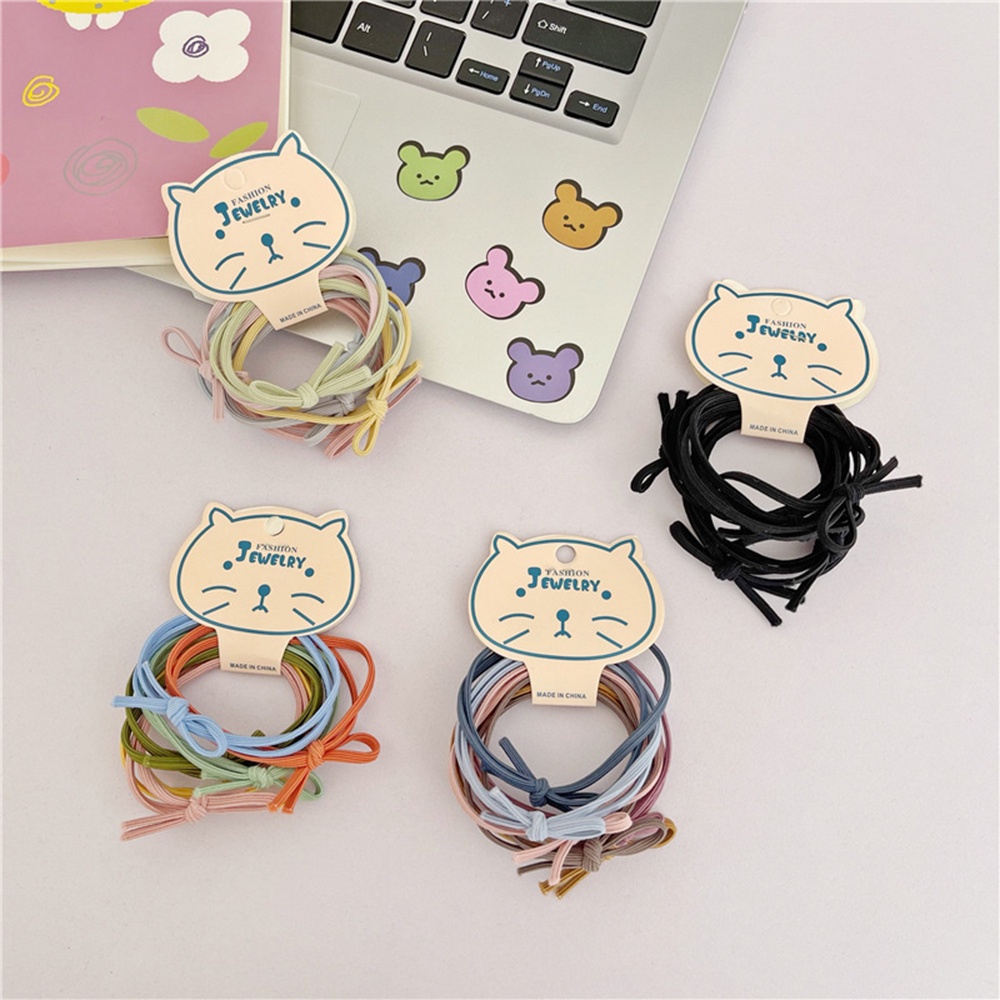 Set 6 dây cột tóc co giãn thắt nơ đơn giản dành cho nữ