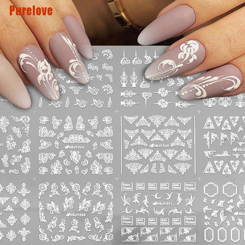 Miếng Dán Trang Trí Móng Tay 3D Họa Tiết Hoa Lá Xinh Xắn