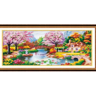 Tranh Thêu Chữ Thập Phong Cảnh Mùa Xuân 88809, 75x40cm, chưa thêu