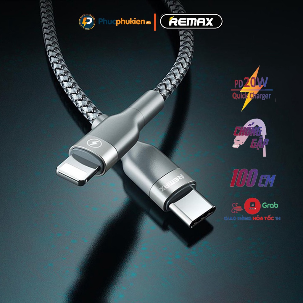Dây sạc nhanh 20w chính hãng Remax 009 sạc nhanh 20w chuẩn PD cho 8 Plus đến 14 Pro max Phúc Phụ Kiện Remax
