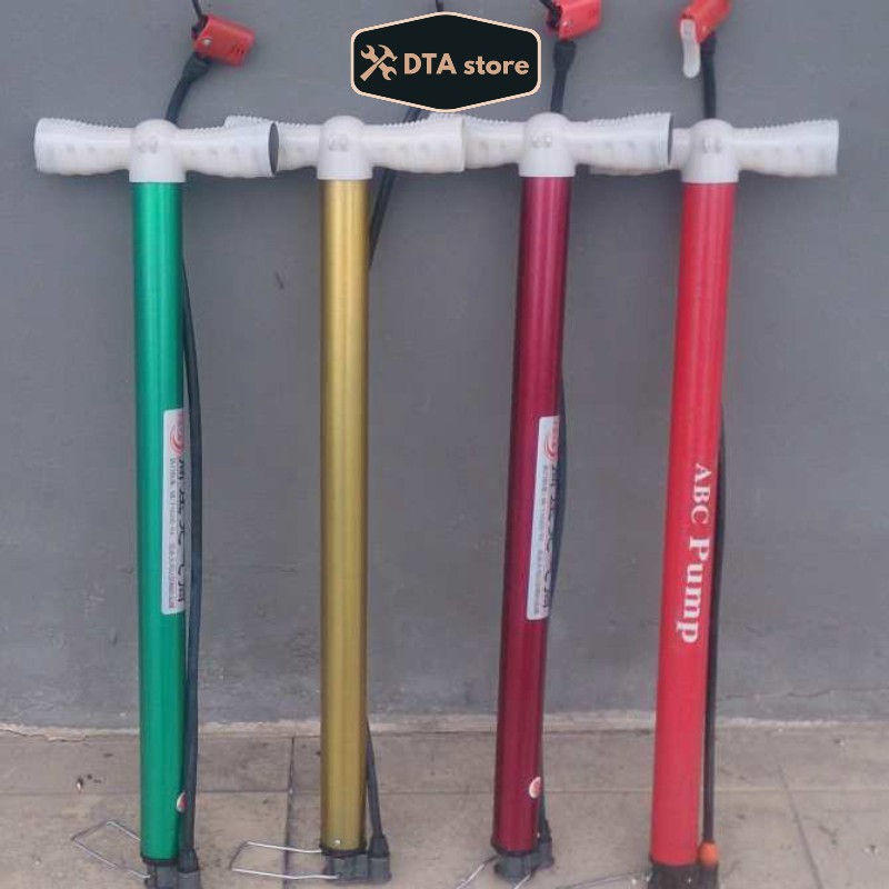 Bơm tay xe đạp - xe máy loại ống to màu đỏ