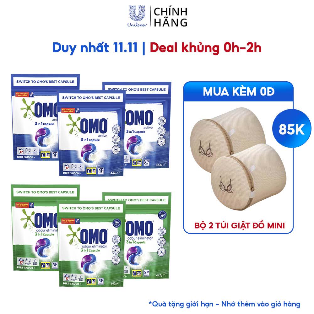 [Mã FMCGMALL -8% đơn 250K] Combo 3 Túi Viên Giặt Tiện Lợi OMO Công Nghệ Anh Quốc (17 Viên/Túi)