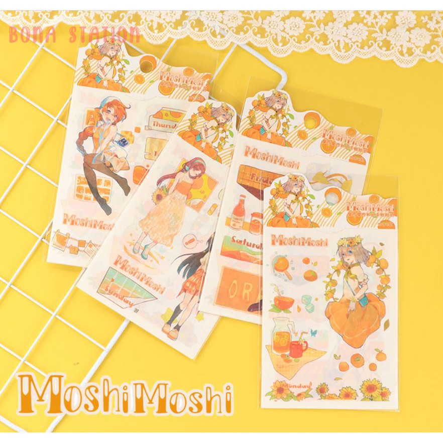 Bộ 4 tấm sticker hình dán Orange Moshimoshi | BSB040