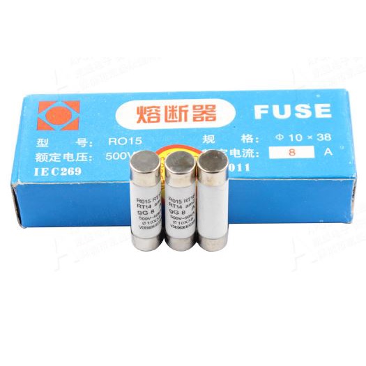 Cầu chì sứ RO15 - Ø10x38 - 500V Hộp 10 cái