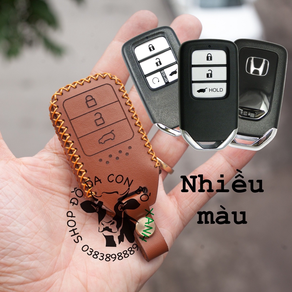 [Màu nâu bò] Vỏ bọc chìa khoá Honda City, CRV, CIVIC, ACCORD, CR-V handmade da thật 003