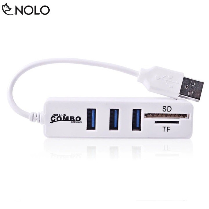 Bộ Chia Hub USB 2.0 Combo Đa Năng Tích Hợp 3 Cổng USB Và 2 Cổng Thẻ Nhớ SD, TF