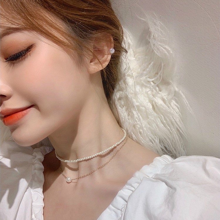 DDFI - Vòng cổ 2 lớp trang sức ngọc trai Hàn Quốc đơn giản ngọc trai E1D14 | BigBuy360 - bigbuy360.vn