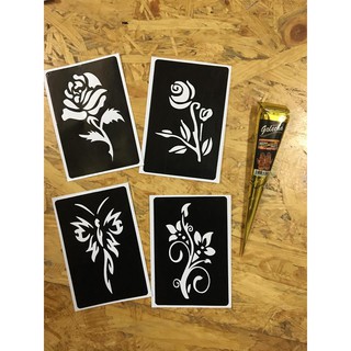 Combo mực và khuôn vẽ henna