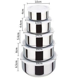 Bộ 5 hộp thố inox có nắp đậy sililon