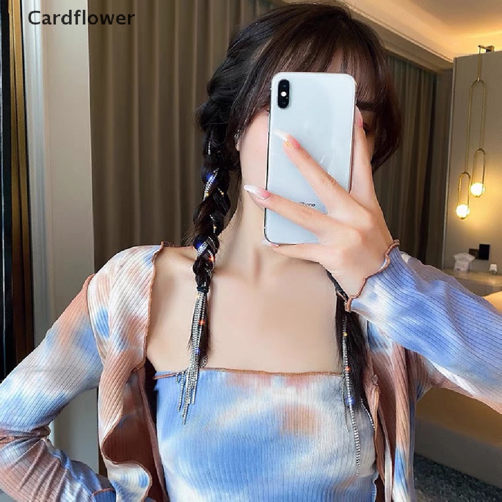 &lt; Cardflower &gt; Kẹp Tóc Dạng Chuỗi Xích Lấp Lánh Phối Tua Rua Thắt Bím Tóc Đuôi Ngựa Phụ Kiện Tóc Đuôi Ngự