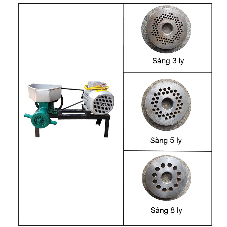 Máy làm cám viên tại nhà, sử dụng điện gia đình, nghiền ép để đùn thành viên cám từ cám ngô, rau, cỏ, cua cá,...