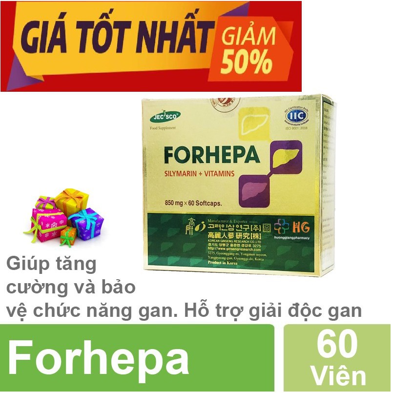 Forhepa Hàn Quốc  - Giúp tăng cường và bảo vệ chức năng gan. Hỗ trợ giải độc gan (Hộp 60 Viên)