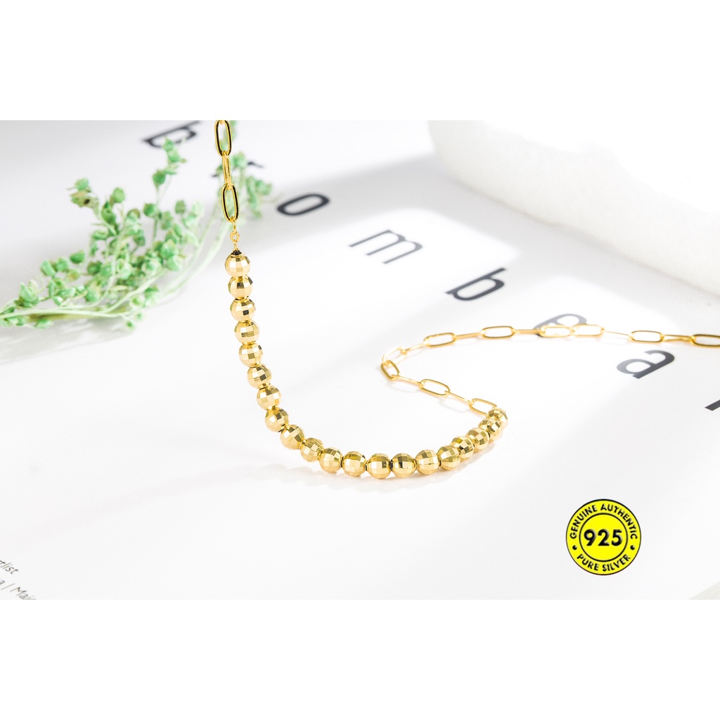 Vòng cổ Chuỗi Hạt Mạ Vàng Và Bạc 18K Phong Cách Unisex