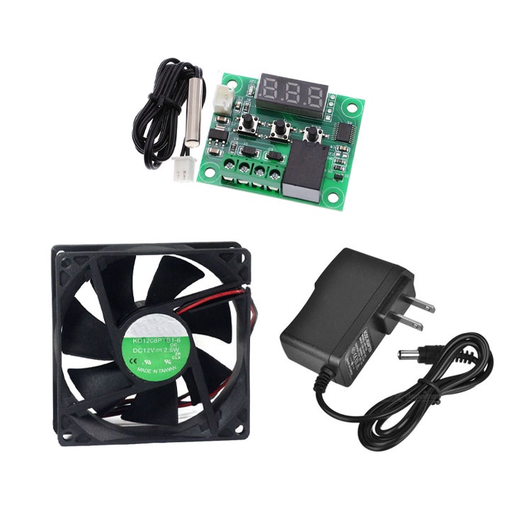 Combo Chế Máy Ấp Trứng Đơn Giản 3 Món (Mạch W1209 + Nguồn 12V + Quạt 8x8cm)