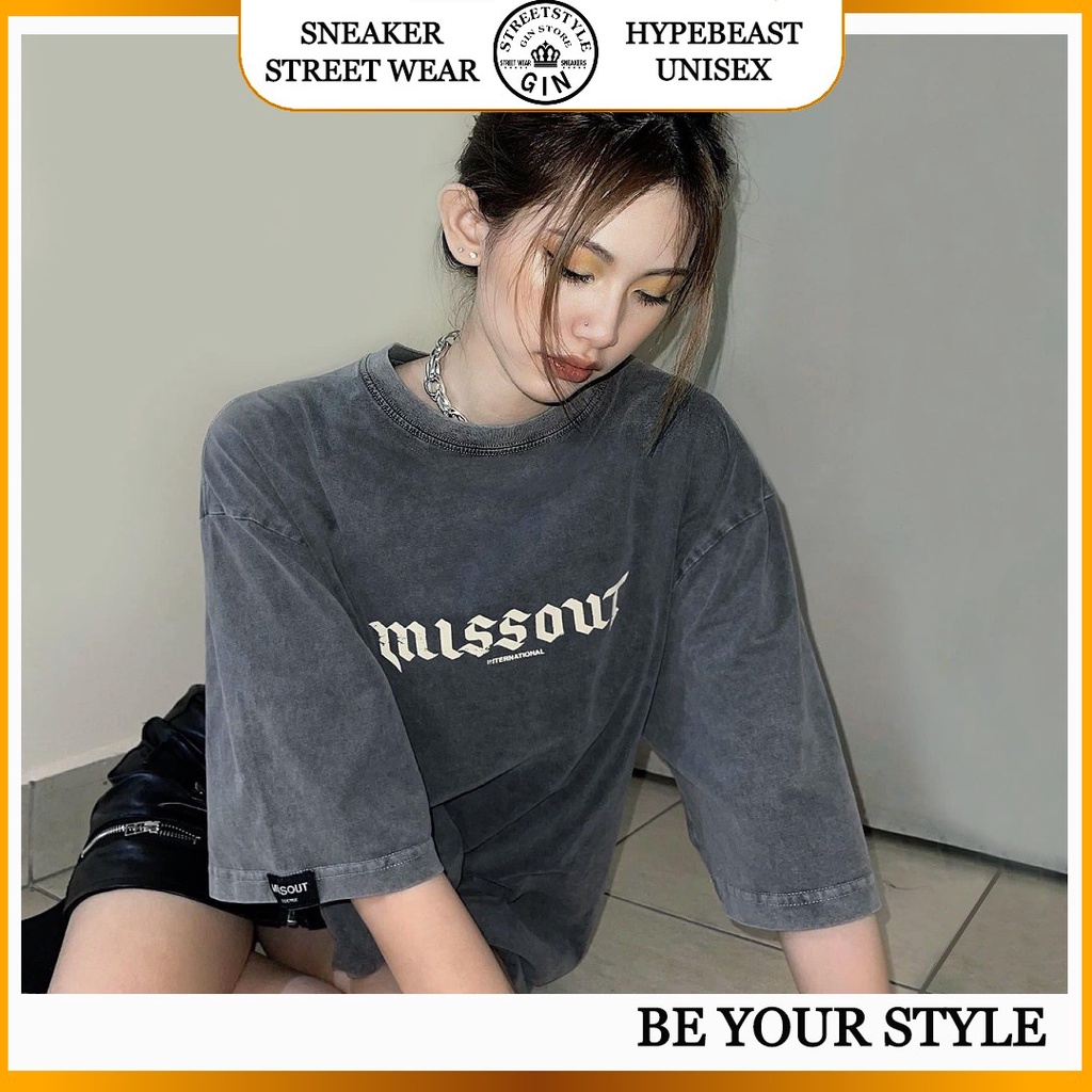 Áo thun Missout wash áo thun MST wash tee Xám full tag nam nữ - GIN STORE