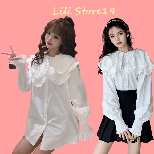 (Video thật)Áo sơ mi cổ bèo tầng điệu đà Áo sơ mi nữ tiểu thư siêu đẹp | BigBuy360 - bigbuy360.vn