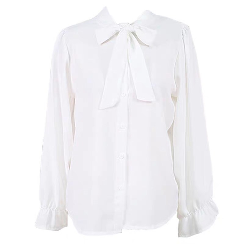 Áo sơ mi nữ tay dài thắt nơ vải lụa cao cấp | BigBuy360 - bigbuy360.vn