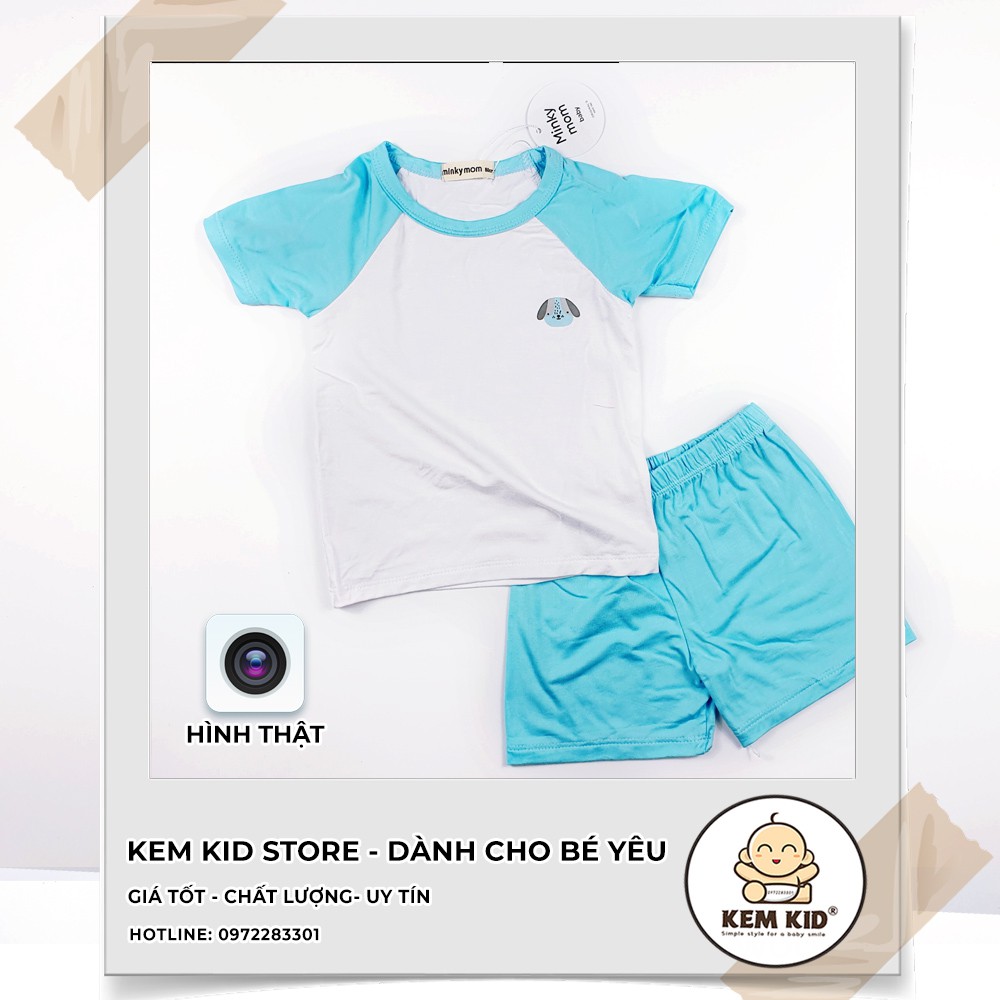 Bộ Minky Mom bộ cộc giác lăng hình thú ở ngực, vải thun lạnh siêu mát, mềm mịn thấm hút mồ hôi cho bé