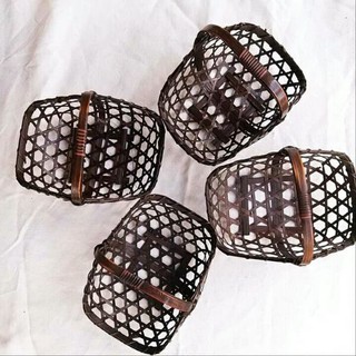 Giỏ sách mây tre đan màu đen