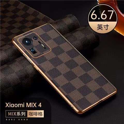 Luxury PU Leather phone cover of Electroplating Cross Checkered Pattern for Xiaomi Mi 11 MIX 4