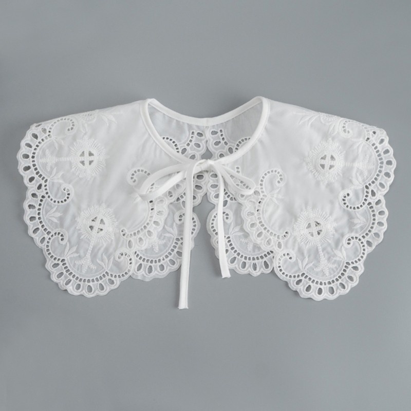 Cổ áo sơ mi giả có thể tháo rời phong cách pháp cho nữ dệt organza