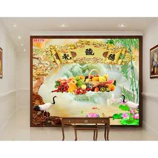 Tranh dán tường 3D Phòng Thờ, PHÚC- LỘC - THỌ(đã tích hợp sẵn keo)