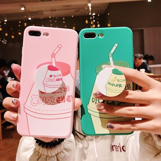 iPhone 6 6s 7 8 Plus X XS MAX XR Milk Cute Soft Case + Holder Fruit Milk Soft Case + Holder Ốp Lưng