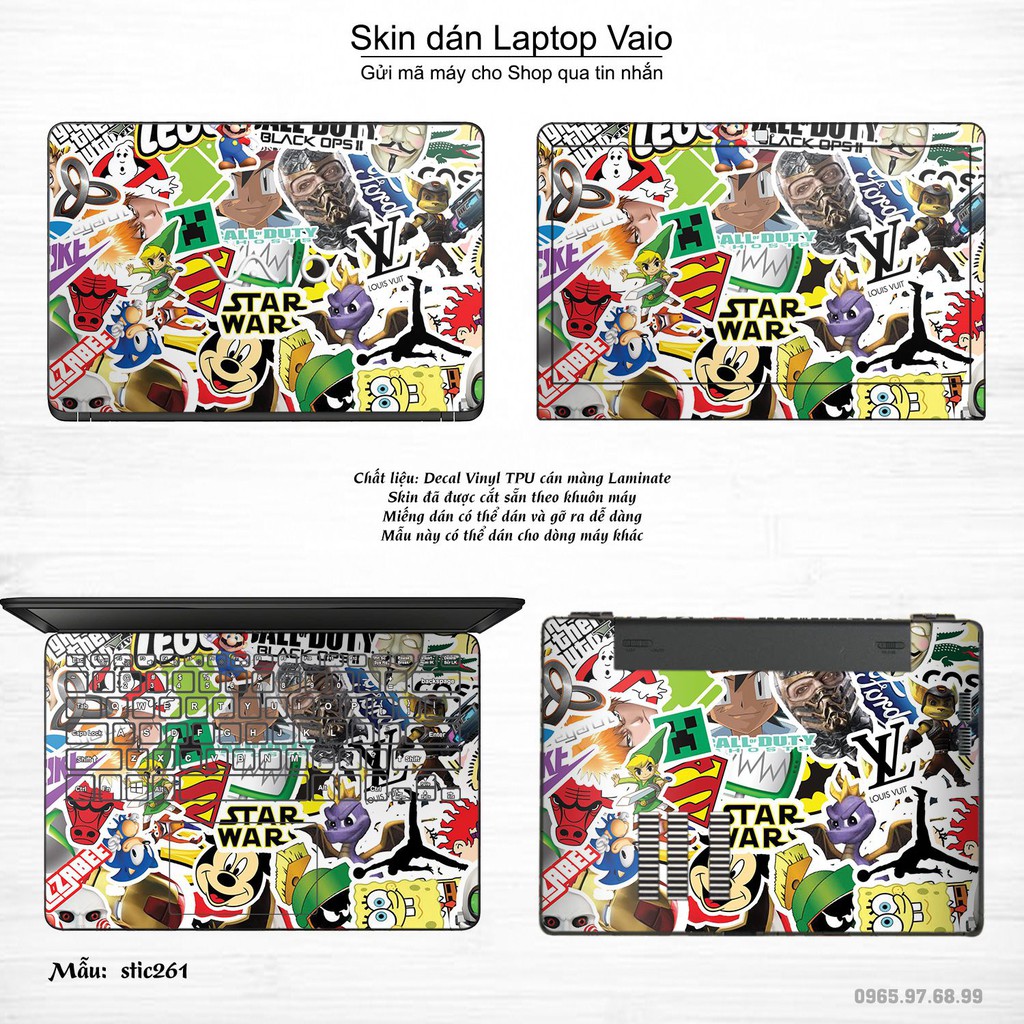 Skin dán Laptop Sony Vaio in hình sticker bomb _nhiều mẫu 2 (inbox mã máy cho Shop)