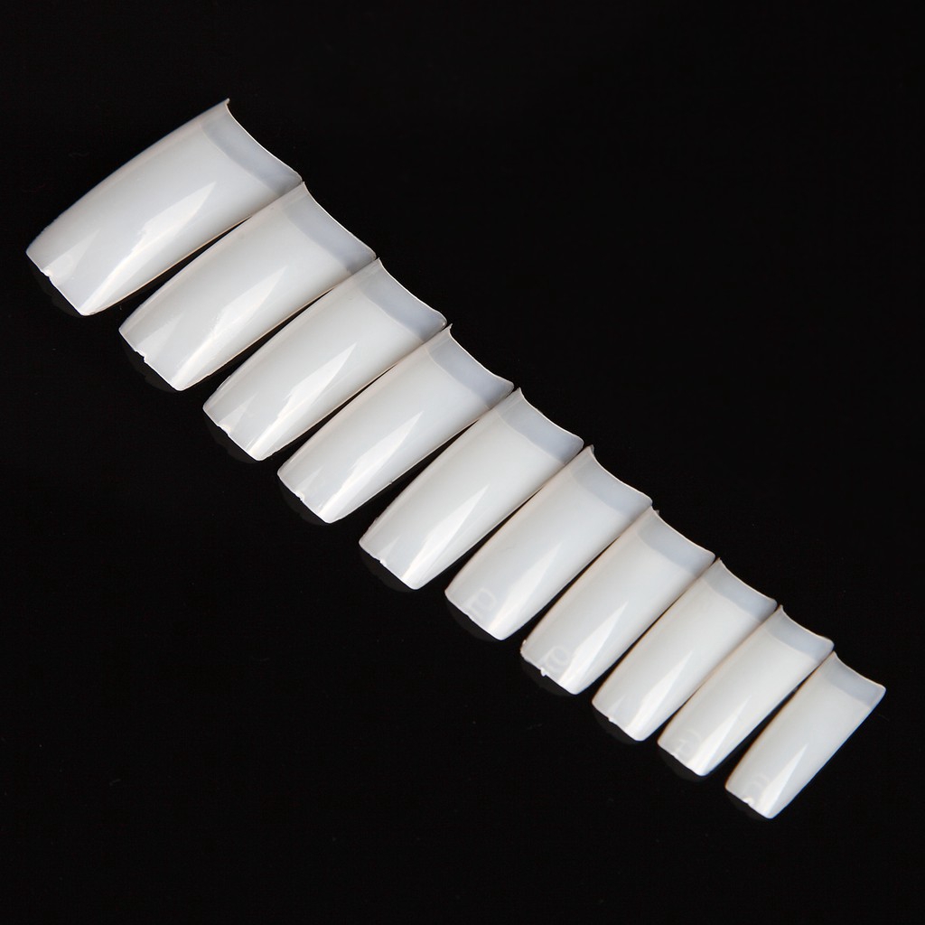 MONJA Set 500 Móng Tay Giả Màu Trắng Tiện Dụng