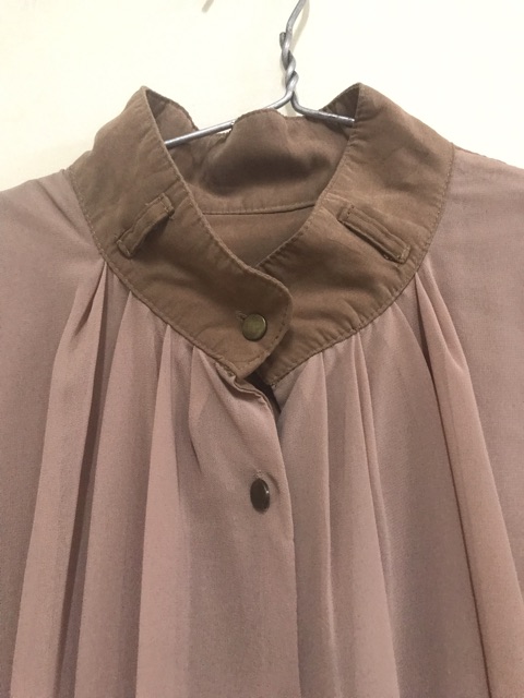 Đầm vintage phối da lộn