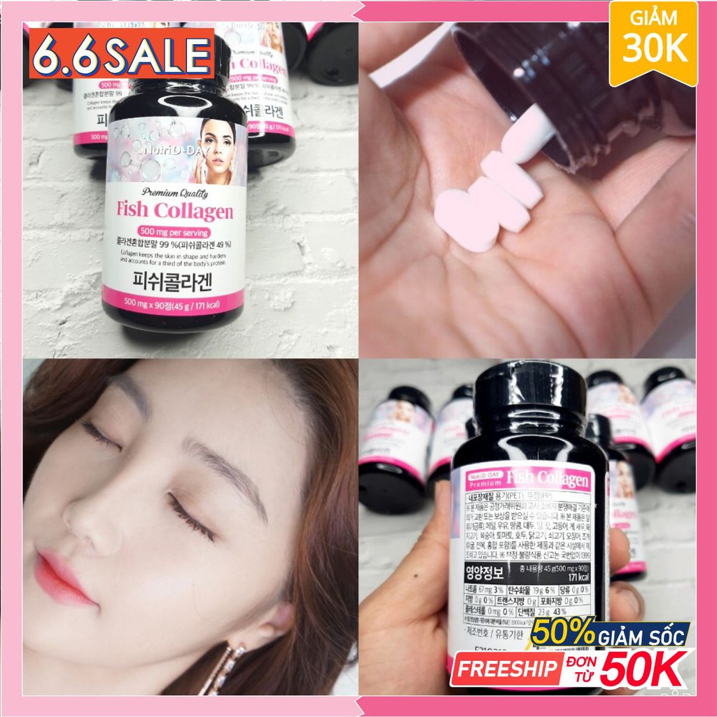 Viên uống Premium Fish Collagen 99% Đẹp da - Chống lão hóa Nutri D-Day 90 Viên ( có Bill)