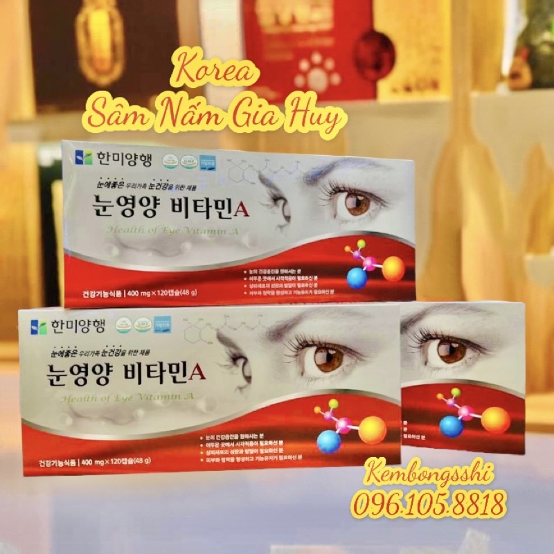 [HÀNG MỚI VỀ] Viên Bổ Mắt Hàn Quốc Health of eye Vitamin A, Hộp 120Viên