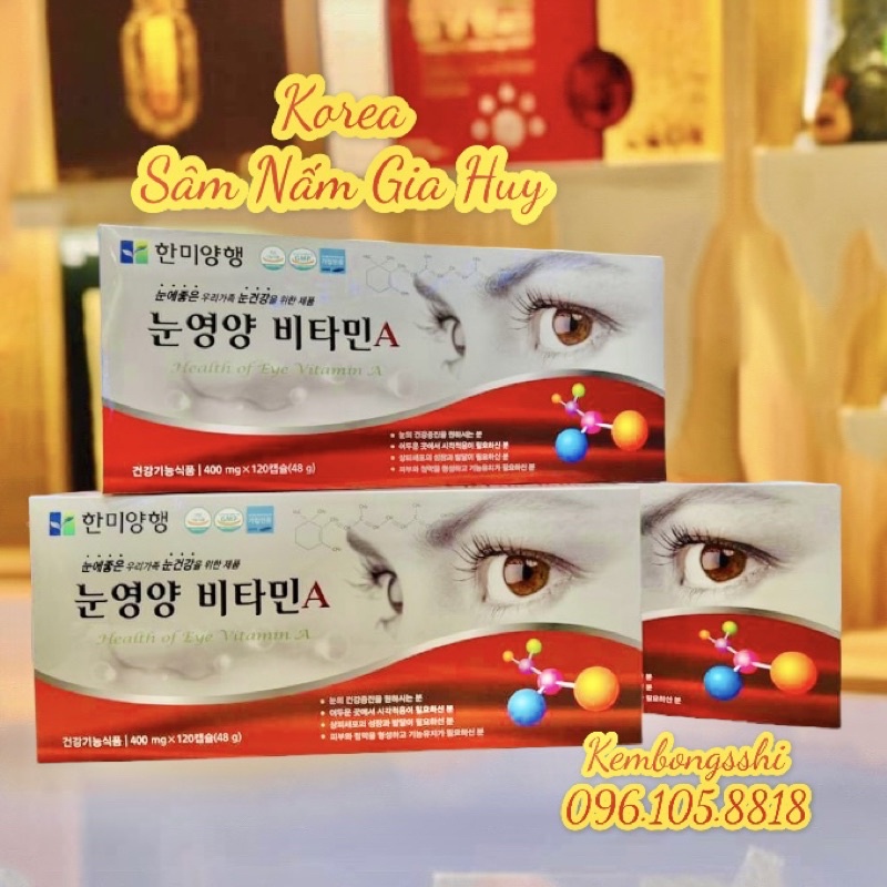 [HÀNG MỚI VỀ] Viên Bổ Mắt Hàn Quốc Health of eye Vitamin A, Hộp 120Viên