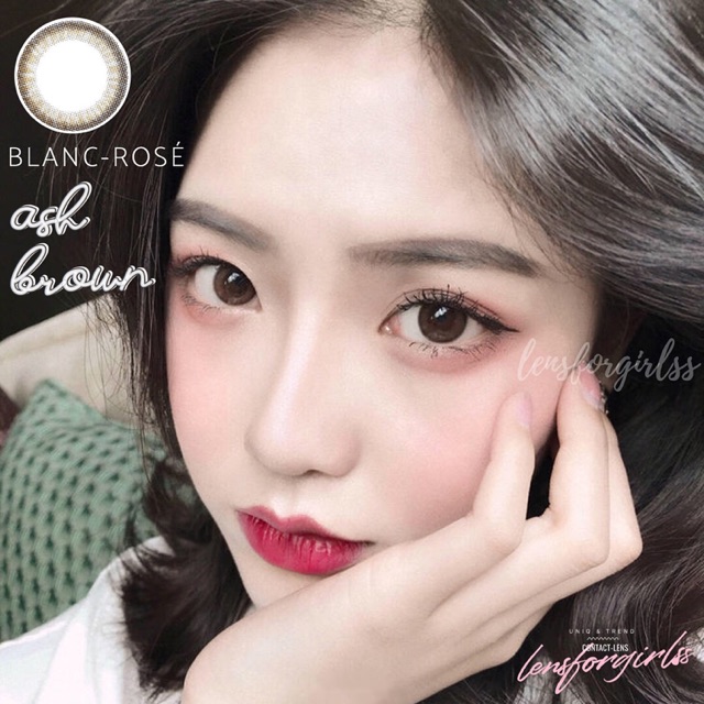 <lẻ 1 chiếc 1,5-3-6 độ-date 2/2022> Kính áp tròng cao cấp BLANC ROSE - ASH BROWN (PC Hydrogel-Hsd 6 tháng)