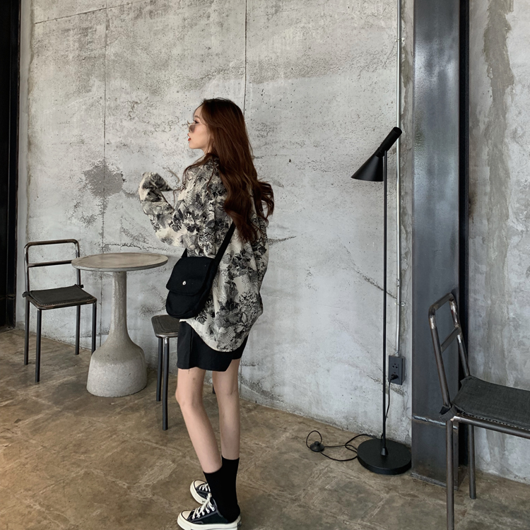 Áo sơ mi tay dài dáng rộng thời trang Hàn Quốc cổ điển