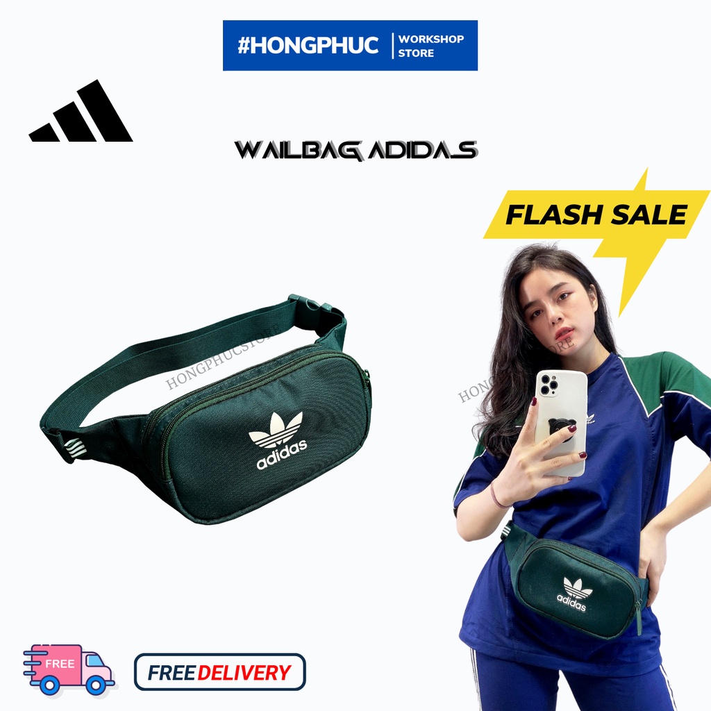 Túi Đeo Chéo DV l Túi Bao Tử Adidas DV Essential Crossbody Bag - Dark Green - Xanh Lá