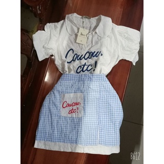 Set áo sơ mi chân váy kẻ