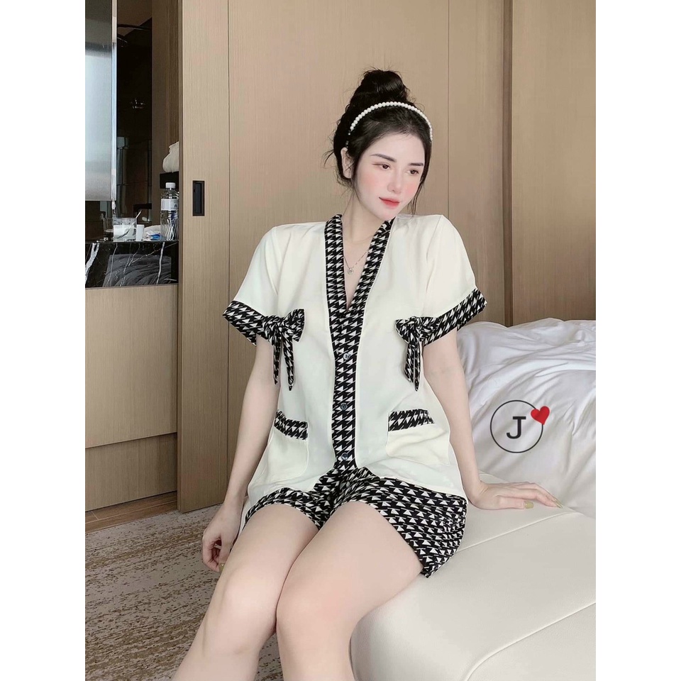 Đồ ngủ đùi ngắn tay tiểu thư.Bộ ngủ nữ mặc ở nhà, siêu dể thương