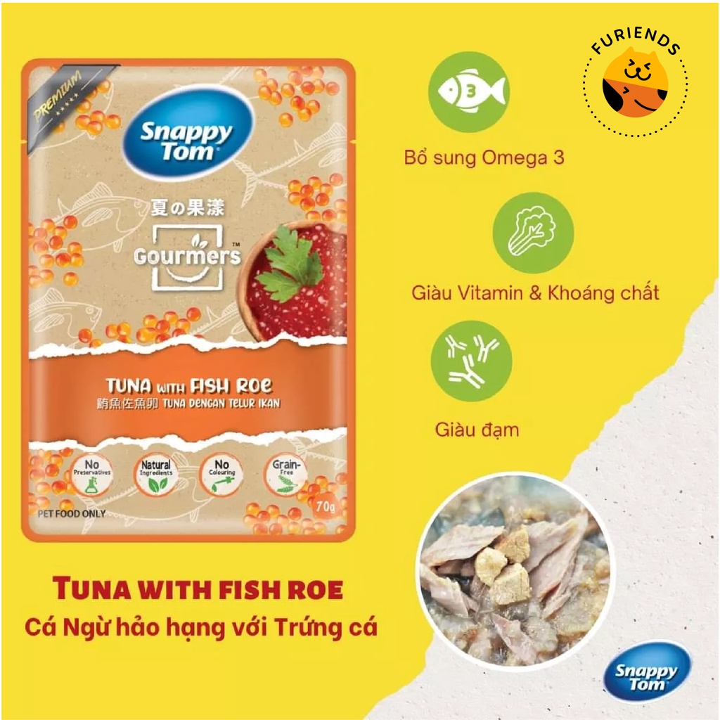 Pate Snappy Tom vị trái cây gói 70 gram dành cho mèo – Furiends