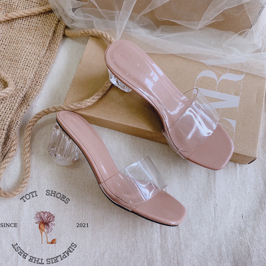 GUỐC NỮ TOTIIE SHOES - DÉP THỜI TRANG QUAI TRONG 5 PHÂN - CAO GÓT QUAI MẢNH ĐẾ VUÔNG 5CM - D11510