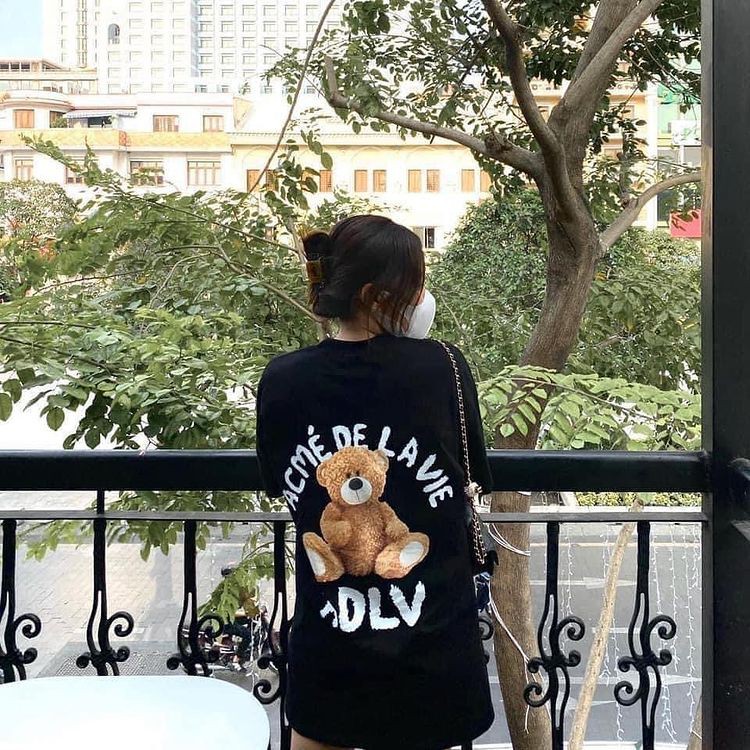 AD-LV Teddy Cotton Oversize Hàng Local brand Tay Lỡ Unisex Nam Nữ | BigBuy360 - bigbuy360.vn