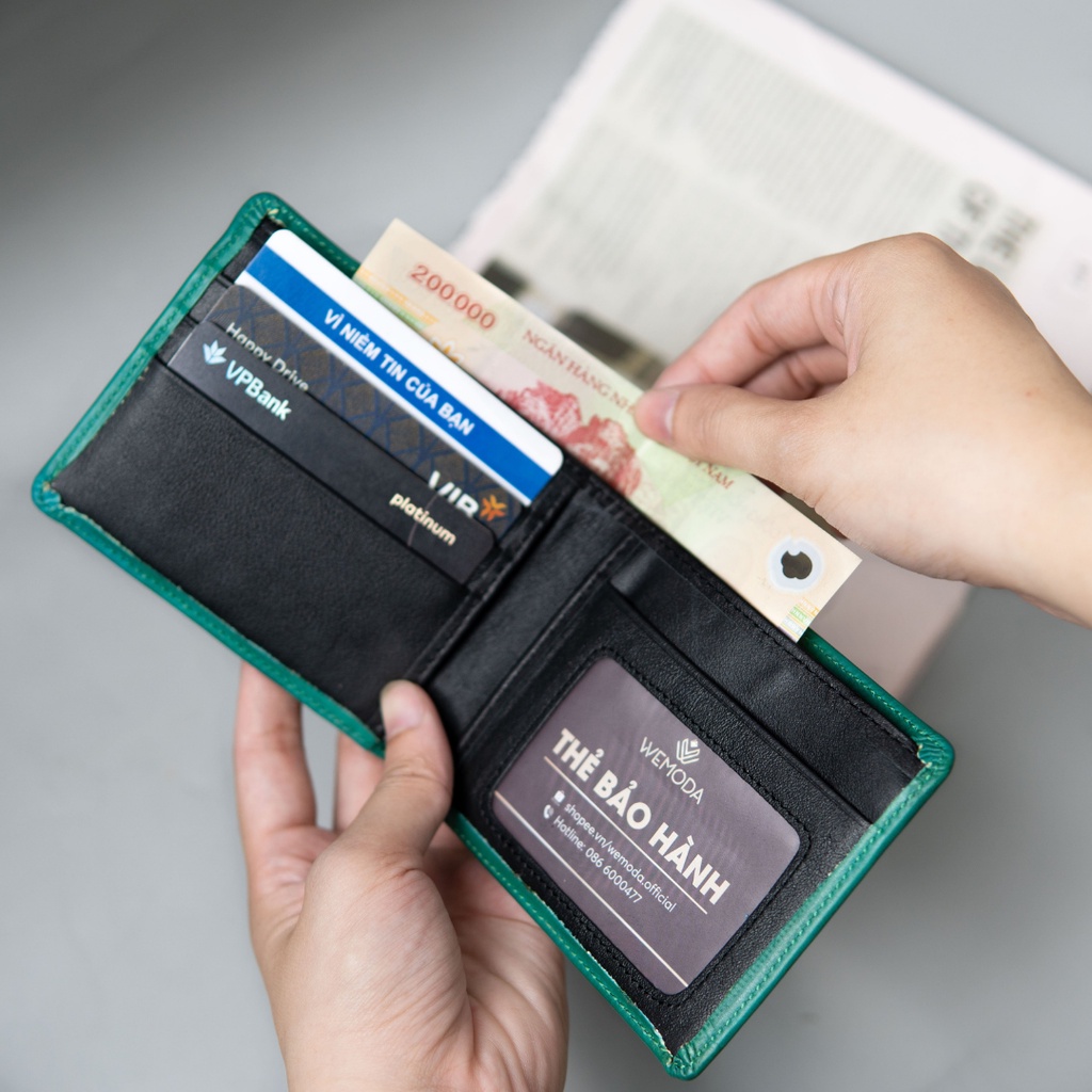 Ví Nam WEMODA chất liệu da bò Veg dáng ngang nhiều màu bảo hành 24 tháng